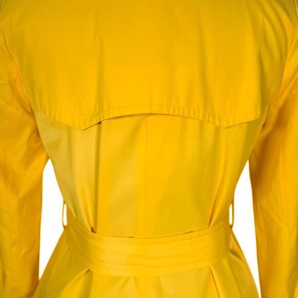 Ralph Lauren Womens Trench Coat Small Yellow Double Breasted Belted Cotton Blend - Picture 10 of 11